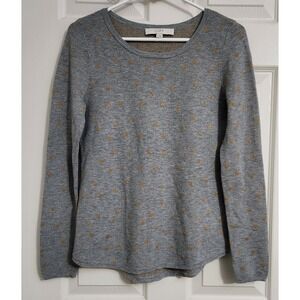 LOFT Women's Gray Sparkle Dot Long Sleeve Crew neck Sweater Size Small  C54